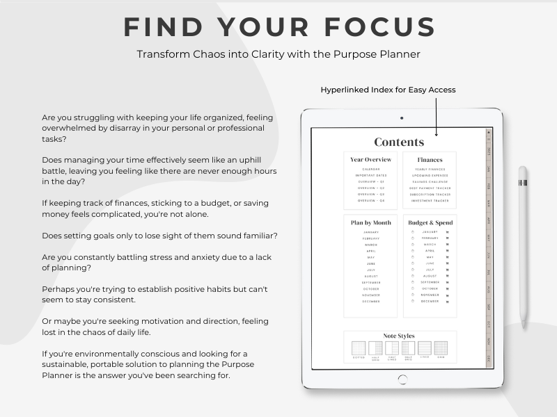 Essential Digital Planner | Purpose Planner